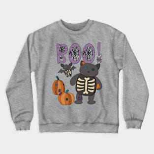 Boo Halloween Bat and Cat Crewneck Sweatshirt